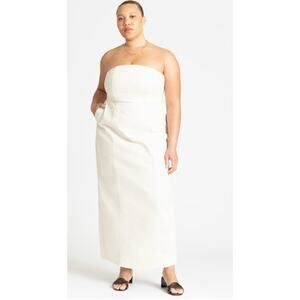 Eloquii Denim Column Midi Dress size 22 in Ecru